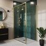 1200 x 900mm Brushed Brass Rectangular Hinged Shower Enclosure - Pavo