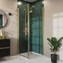 Brushed Brass 8mm Glass Rectangular Hinged Shower Enclosure 900x800mm - Pavo