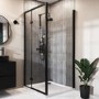1000x900mm Black 8mm Glass Rectangular Hinged Shower Enclosure - Pavo