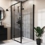 Black 8mm Glass Rectangular Hinged Shower Enclosure 1200x900mm  - Pavo