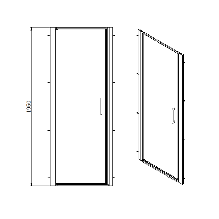 900x800mm Black 8mm Glass Rectangular Hinged Shower Enclosure - Pavo