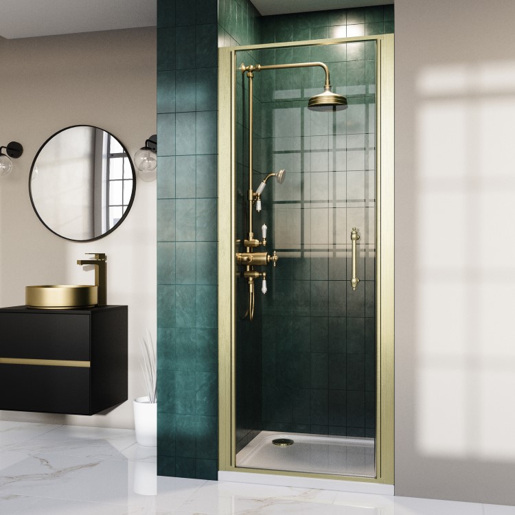 Brushed Brass Traditional Shower Door Handle - Pavo