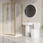 1000 x 800mm Brass Rectangular Sliding Door Shower Enclosure with Side Panel Suite with Toilet and Basin - Pavo