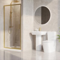1000 x 800mm Brass Rectangular Sliding Door Shower Enclosure Suite with Toilet and Basin - Pavo