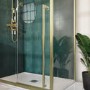 1000x800mm Brushed Brass 8mm Glass Sliding Shower Enclosure with Extended Handle - Pavo