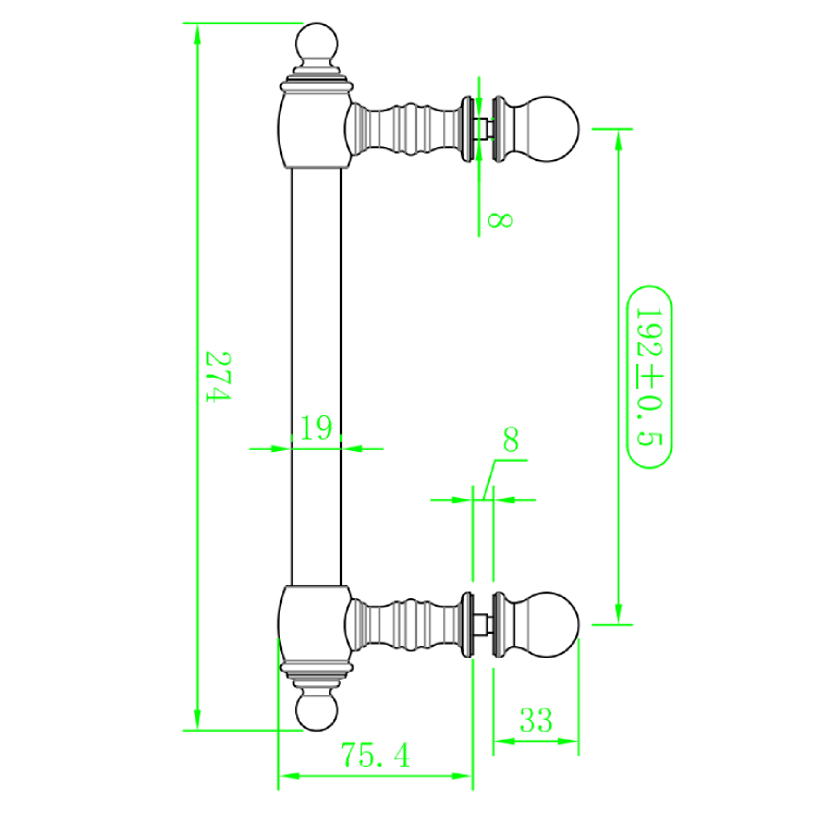 Add On - Chrome Traditional Shower Door Handle for Pavo Shower Doors