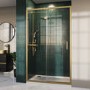 Brushed Brass 8mm Glass Sliding Shower Door 1400mm - Pavo