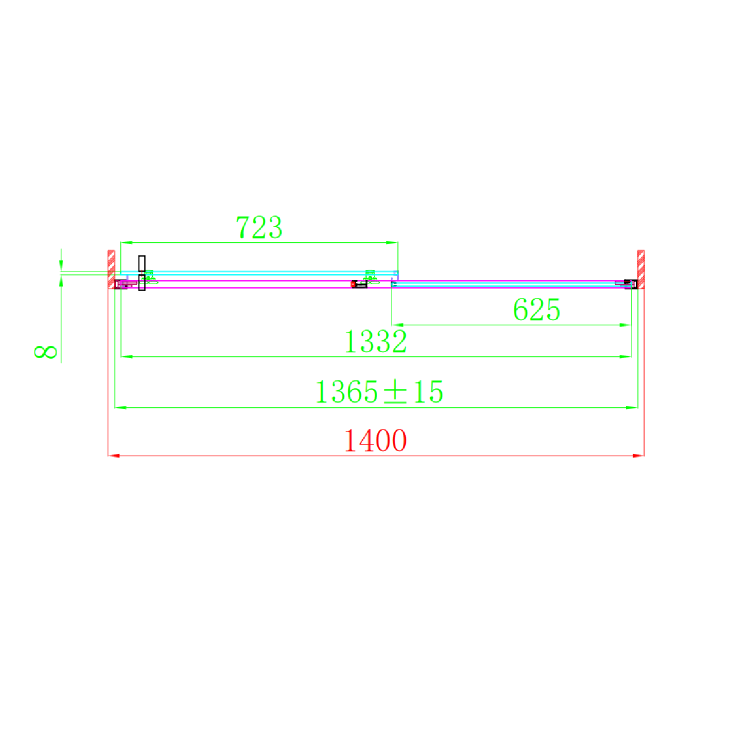 1400mm Brushed Brass Sliding Shower Door 8mm Glass - Pavo