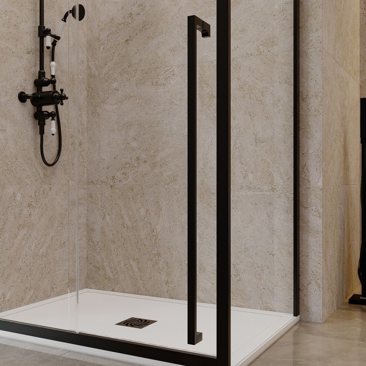 1000x800mm Black 8mm Glass Sliding Shower Enclosure with Extended Handle - Pavo