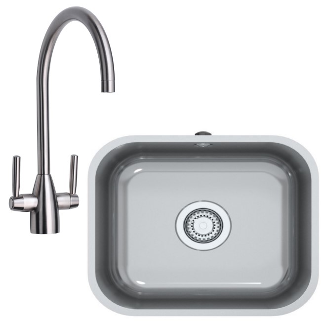 Stainless Steel 1 Bowl Sink & Double Lever Mixer Tap Pack