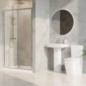 BUN/PEA120X80/99841 1200 x 800mm Chrome Rectangular Sliding Door Shower Enclosure Suite with Toilet and Basin - Carina