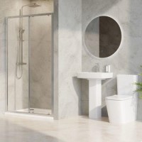 1200 x 800mm Chrome Rectangular Sliding Door Shower Enclosure Suite with Toilet and Basin - Carina