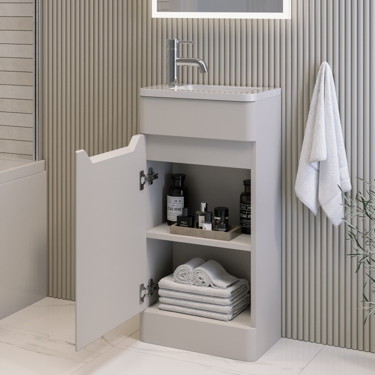 400mm Beige Freestanding Cloakroom Right Hand Vanity Unit with Basin - Pendle