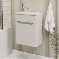 400mm Beige Wall Hung Cloakroom Right Hand Vanity Unit with Basin - Pendle