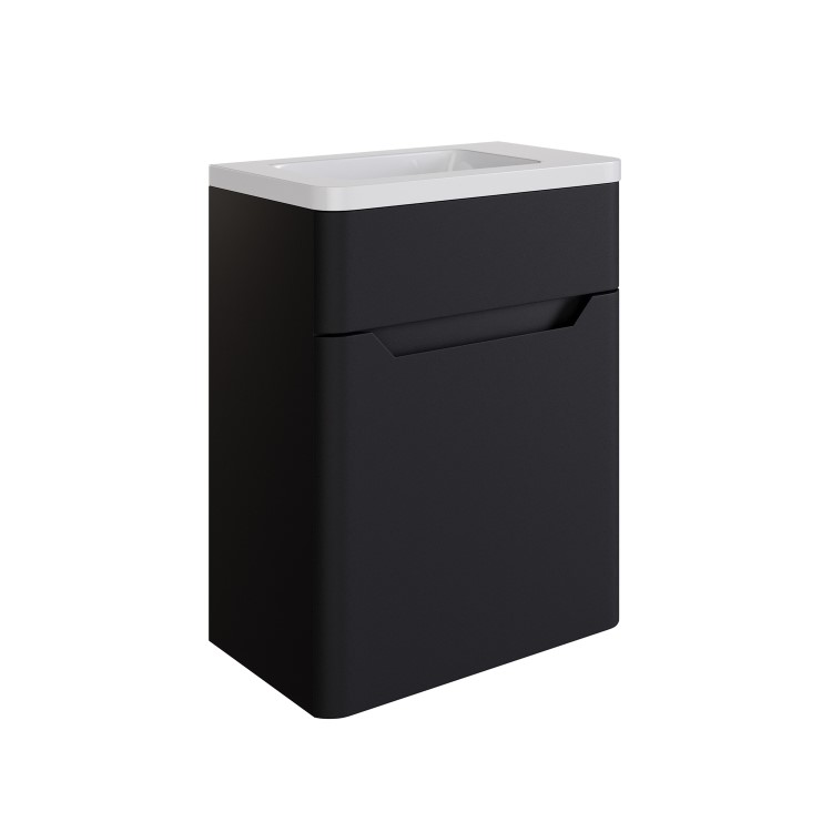 400mm Black Wall Hung Cloakroom Left Hand Vanity Unit with Basin - Pendle