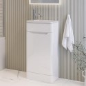 BUN/PEN406WFS/100698 400mm White Freestanding Cloakroom Right Hand Vanity Unit with Basin - Pendle