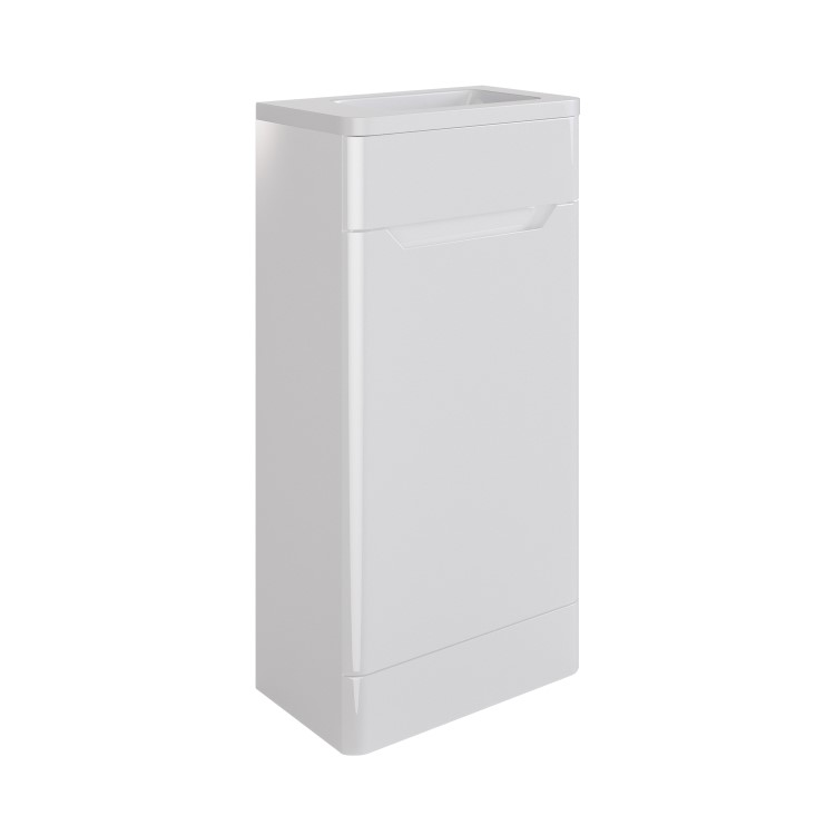 400mm White Freestanding Cloakroom Right Hand Vanity Unit with Basin - Pendle