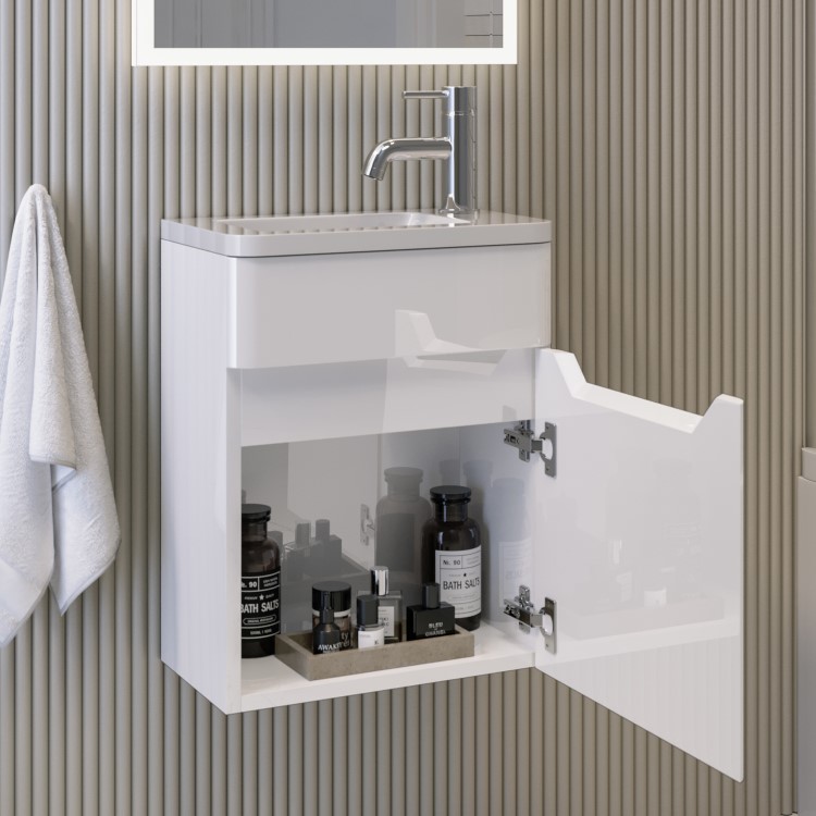 400mm White Wall Hung Cloakroom Left Hand Vanity Unit with Basin - Pendle