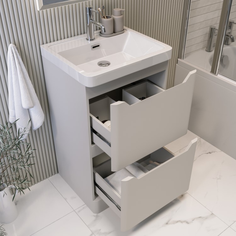 500mm Beige Freestanding Vanity Unit with Basin - Pendle