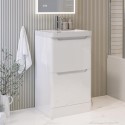 BUN/PEN496WFS/100710 500mm White Freestanding Vanity Unit with Basin - Pendle