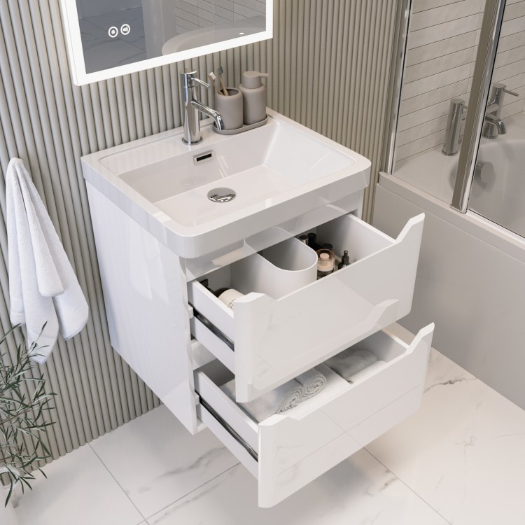 500mm White Wall Hung Vanity Unit with Basin - Pendle