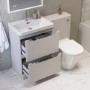 1100mm Beige Toilet and Sink Unit with Round Toilet - Pendle