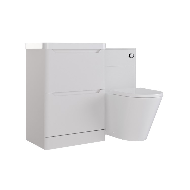 1100mm Beige Toilet and Sink Unit with Round Toilet - Pendle