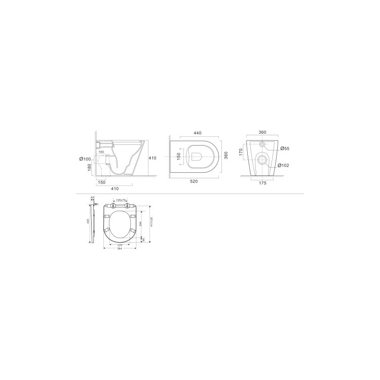1100mm Beige Toilet and Sink Unit with Round Toilet - Pendle
