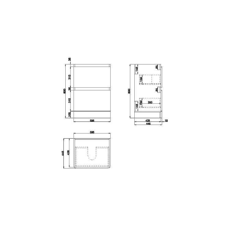 600mm Beige Freestanding Vanity Unit with Basin - Pendle