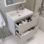 600mm Beige Wall Hung Vanity Unit with Basin - Pendle