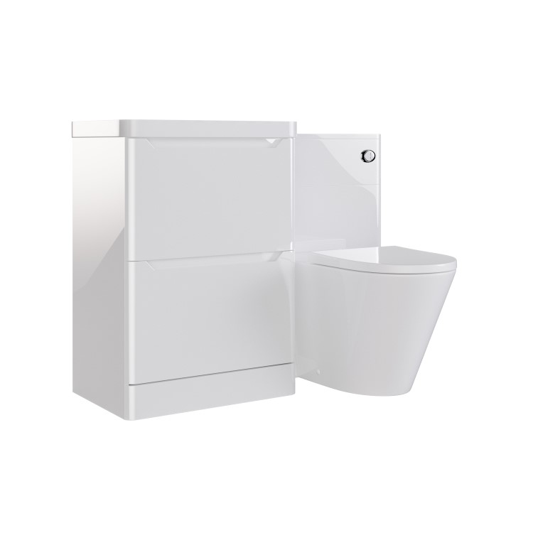 1100mm White Toilet and Sink Unit with Round Toilet - Pendle