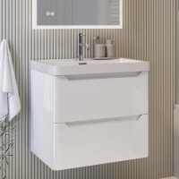 600mm White Wall Hung Vanity Unit with Basin - Pendle