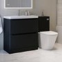 1300mm Black Toilet and Sink Unit with Round Toilet - Pendle