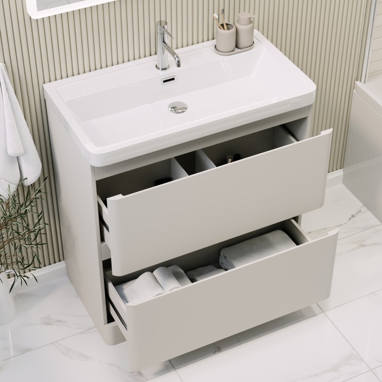 800mm Beige Freestanding Vanity Unit with Basin - Pendle