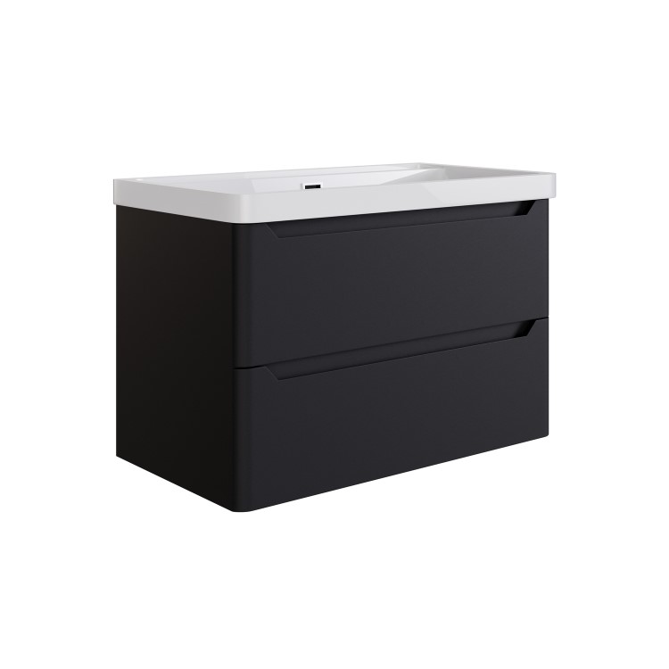 800mm Black Wall Hung Vanity Unit with Basin - Pendle
