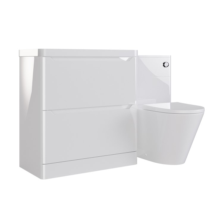 1300mm White Toilet and Sink Unit with Round Toilet - Pendle