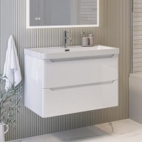 800mm White Wall Hung Vanity Unit with Basin - Pendle