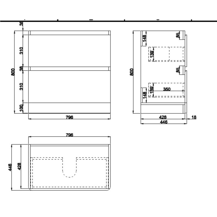 800mm Black Freestanding Vanity Unit with Basin – Pendle
