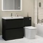1300mm Black Toilet and Sink Unit with Square Toilet - Pendle
