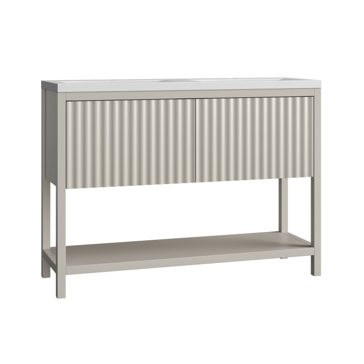 1200mm Beige Fluted Freestanding Double Vanity Unit with Basin - Perla