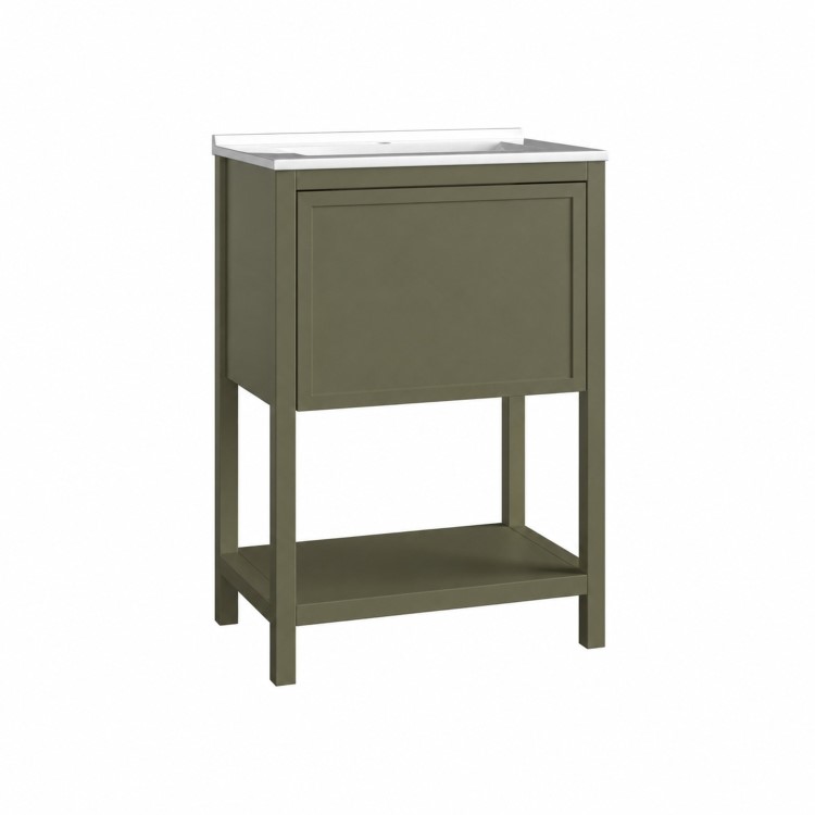 600mm Green Freestanding Vanity Unit with Basin - Perla