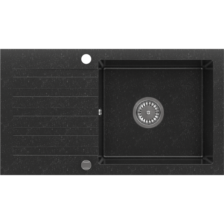 Single Bowl Black Inset Granite Composite Kitchen Sink with Reversible Drainer - Enza Phoebe