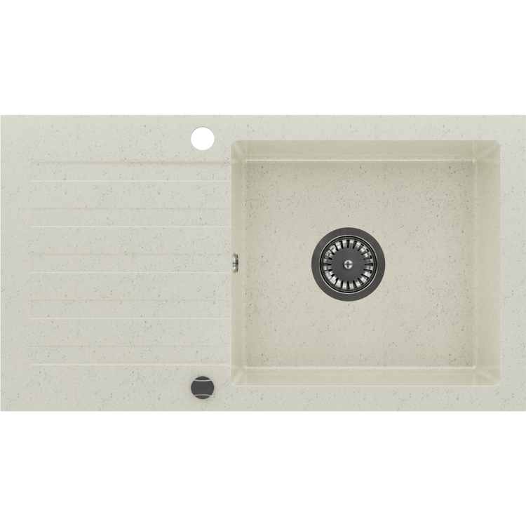 Single Bowl Beige Composite Inset Kitchen Sink with Reversible Drainer - Enza Phoebe