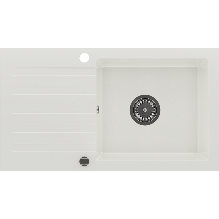 Single Bowl White Inset Granite Composite Kitchen Sink with Reversible Drainer -  Enza Phoebe