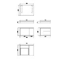 600mm Wood Effect Wall Hung Countertop Vanity Shelves - Porto
