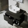 800mm Black Wall Hung Countertop Vanity Unit with Oval Basin and Shelves - Porto