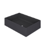 600mm Wood Effect Wall Hung Countertop Vanity Unit with Black Rectangular Basin and Shelf – Porto