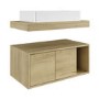 800mm Wood Effect Wall Hung Countertop Vanity Unit with Rectangular Basin and Shelf - Porto