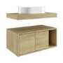 800mm Wood Effect Wall Hung Countertop Vanity Unit with Oval Basin and Shelf - Porto