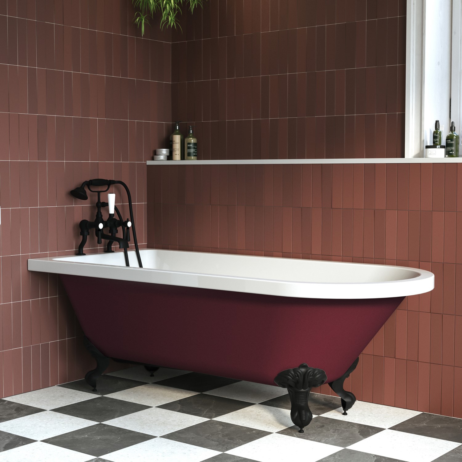 Burgundy Freestanding Single Ended Bath Feet 1670 x 740mm